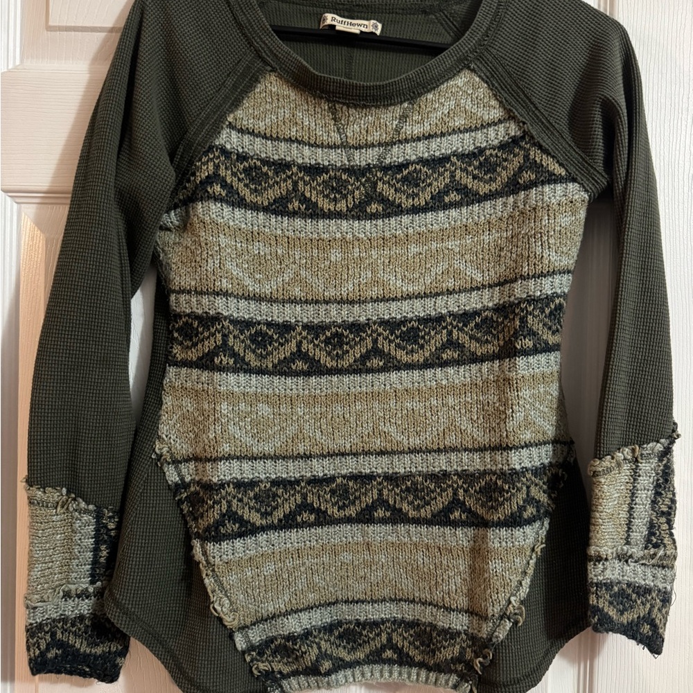 Ruff Hewn Olive and Black Textured Sweater